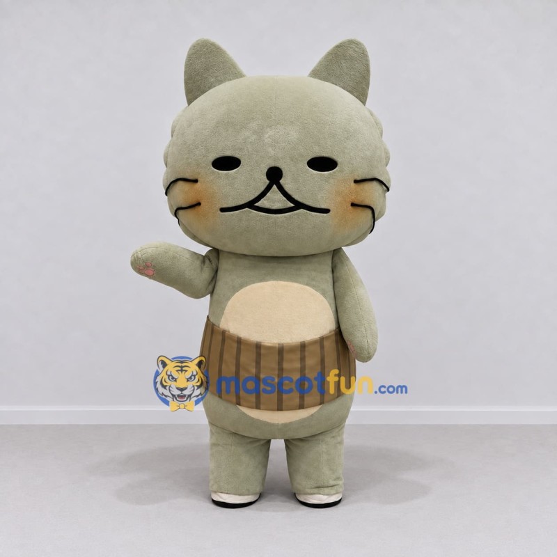 Custom Gray Green and Brown Cat Character Mascot Costume Adult Full Body Suit for Children's Parties Custom Gray Green and Brown Cat Character Mascot Costume Adult Full Body Suit for Children's Parties