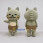 Custom Gray Green and Brown Cat Character Mascot Costume Adult Full Body Suit for Children's Parties