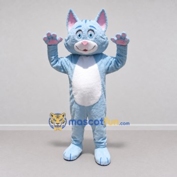 Custom Light Blue and White Cat Mascot Costume Adult Full Body Suit for Pet Events Custom Light Blue and White Cat Mascot Costume Adult Full Body Suit for Pet Events