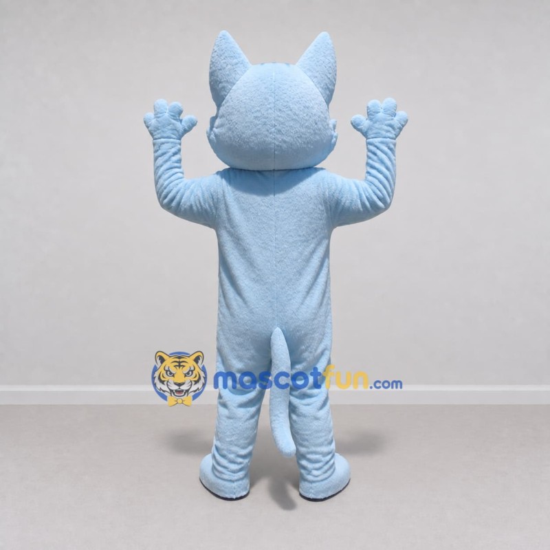 Custom Light Blue and White Cat Mascot Costume Adult Full Body Suit for Pet Events Custom Light Blue and White Cat Mascot Costume Adult Full Body Suit for Pet Events