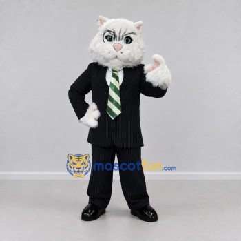 Custom White and Black Cat in Business Suit Mascot Costume Adult Full Body Suit for Corporate Events Custom White and Black Cat in Business Suit Mascot Costume Adult Full Body Suit for Corporate Events