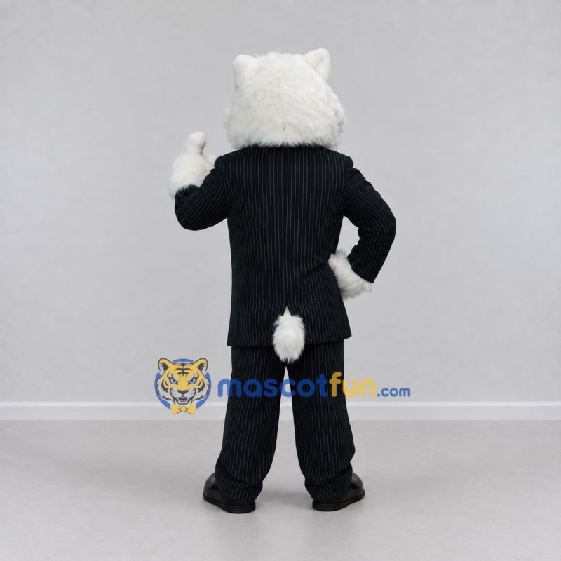 Custom White and Black Cat in Business Suit Mascot Costume Adult Full Body Suit for Corporate Events Custom White and Black Cat in Business Suit Mascot Costume Adult Full Body Suit for Corporate Events