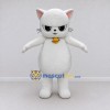 Custom White Cat with Bell Mascot Costume Adult Full Body Suit for Pet Events Custom White Cat with Bell Mascot Costume Adult Full Body Suit for Pet Events