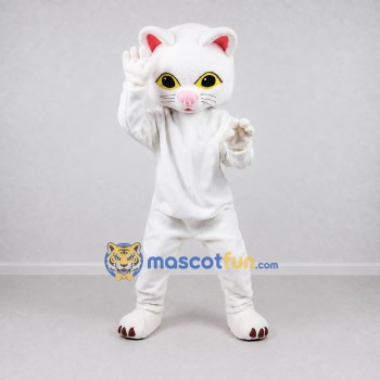 Custom White Cat Mascot Costume Adult Full Body Suit for Pet Events Custom White Cat Mascot Costume Adult Full Body Suit for Pet Events