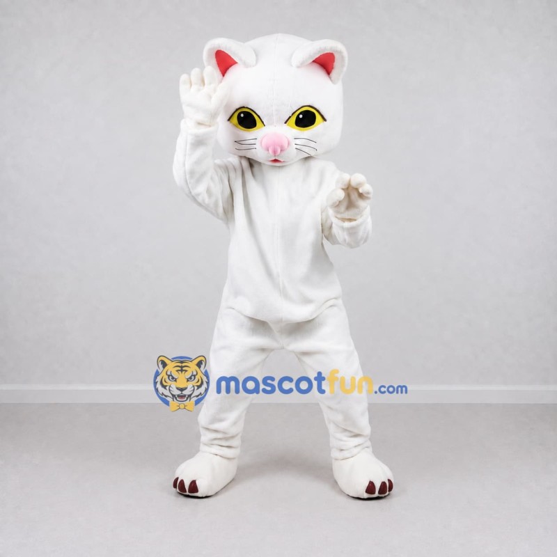 Custom White Cat Mascot Costume Adult Full Body Suit for Pet Events Custom White Cat Mascot Costume Adult Full Body Suit for Pet Events