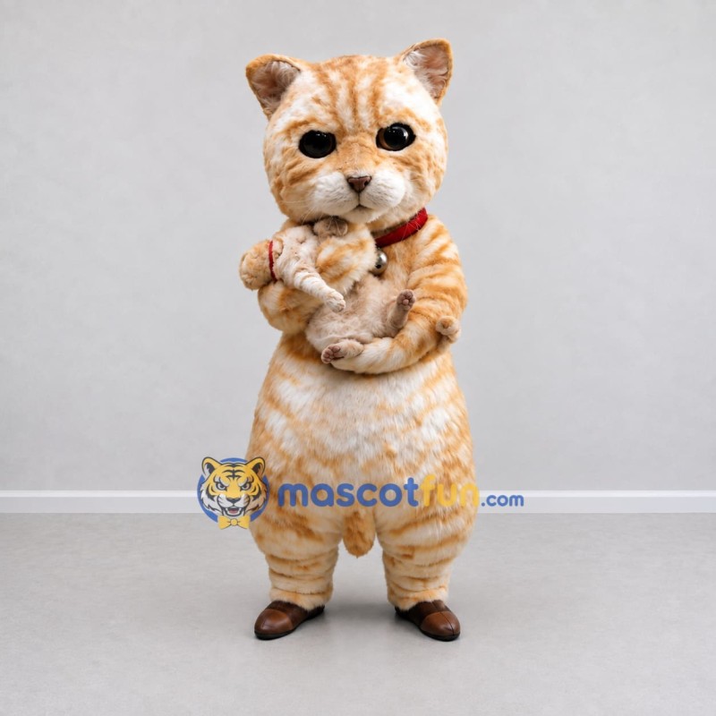 Custom Orange and Cream Tabby Cat with Kitten Mascot Costume Adult Full Body Suit for Pet Events Custom Orange and Cream Tabby Cat with Kitten Mascot Costume Adult Full Body Suit for Pet Events