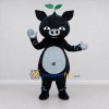 Custom Black and Gray Pig with Leaf Sprout Mascot Costume Adult Full Body Suit for Farm Events Custom Black and Gray Pig with Leaf Sprout Mascot Costume Adult Full Body Suit for Farm Events