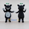 Custom Black and Gray Pig with Leaf Sprout Mascot Costume Adult Full Body Suit for Farm Events Custom Black and Gray Pig with Leaf Sprout Mascot Costume Adult Full Body Suit for Farm Events