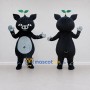 Custom Black and Gray Pig with Leaf Sprout Mascot Costume Adult Full Body Suit for Farm Events