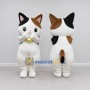 Custom White Black and Brown Calico Cat with Bell Mascot Costume Adult Full Body Suit for Store Openings