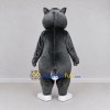 Custom Dark Gray and White Cat with Flowers Mascot Costume Adult Full Body Suit for Children's Parties