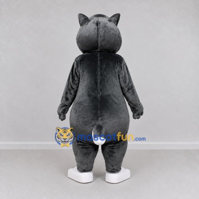 Custom Dark Gray and White Cat with Flowers Mascot Costume Adult Full Body Suit for Children's Parties