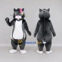 Custom Dark Gray and White Cat with Flowers Mascot Costume Adult Full Body Suit for Children's Parties