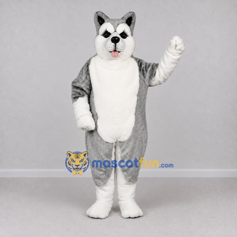 Custom Gray and White Husky Dog Mascot Costume Adult Full Body Suit for Pet Events