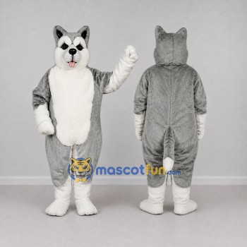 Custom Gray and White Husky Dog Mascot Costume Adult Full Body Suit for Pet Events