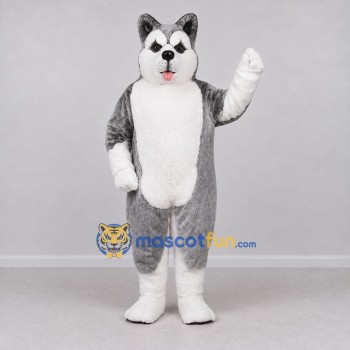 Custom Gray and White Husky Dog Mascot Costume Adult Full Body Suit for Pet Events Custom Gray and White Husky Dog Mascot Costume Adult Full Body Suit for Pet Events