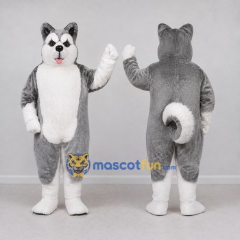 Custom Gray and White Husky Dog Mascot Costume Adult Full Body Suit for Pet Events