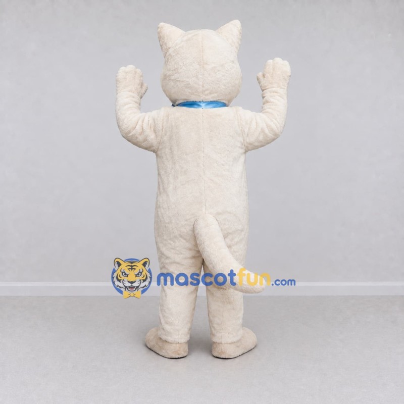 Custom White and Blue Cat with Bow Tie Mascot Costume Adult Full Body Suit for Pet Events Custom White and Blue Cat with Bow Tie Mascot Costume Adult Full Body Suit for Pet Events