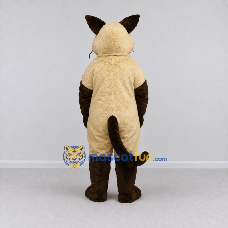 Custom Cream and Brown Siamese Cat Mascot Costume Adult Full Body Suit for Pet Events