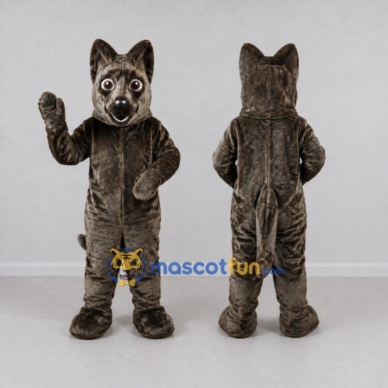 Custom Dark Brown Canine Character Mascot Costume Adult Full Body Suit for Community Events Custom Dark Brown Canine Character Mascot Costume Adult Full Body Suit for Community Events
