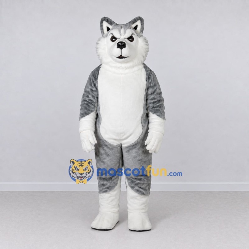 Custom Gray and White Husky Dog Mascot Costume Adult Full Body Suit for Pet Events Custom Gray and White Husky Dog Mascot Costume Adult Full Body Suit for Pet Events