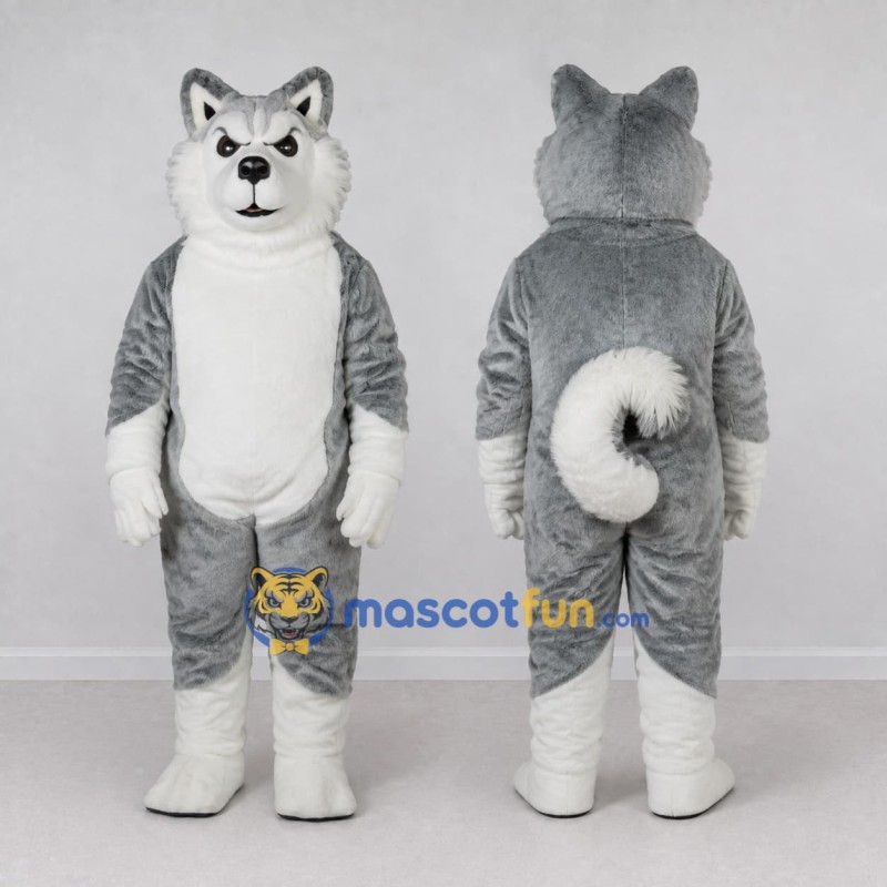 Custom Gray and White Husky Dog Mascot Costume Adult Full Body Suit for Pet Events Custom Gray and White Husky Dog Mascot Costume Adult Full Body Suit for Pet Events