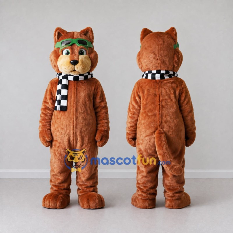 Custom Orange and Brown Animal Aviator Mascot Costume Adult Full Body Suit for Themed Parties Custom Orange and Brown Animal Aviator Mascot Costume Adult Full Body Suit for Themed Parties