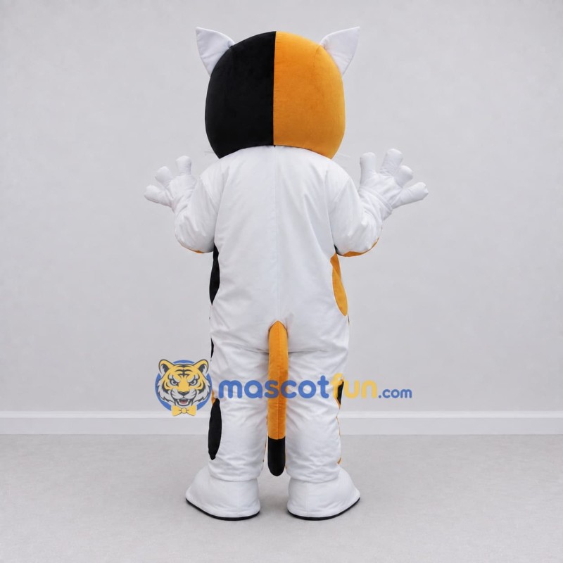 Custom White Orange and Black Calico Cat Mascot Costume Adult Full Body Suit for Pet Events Custom White Orange and Black Calico Cat Mascot Costume Adult Full Body Suit for Pet Events