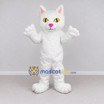 Custom White Cat Mascot Costume Adult Full Body Suit for Pet Events Custom White Cat Mascot Costume Adult Full Body Suit for Pet Events