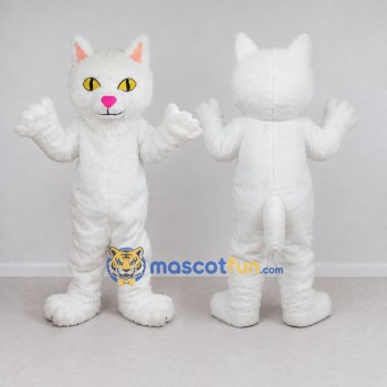 Custom White Cat Mascot Costume Adult Full Body Suit for Pet Events