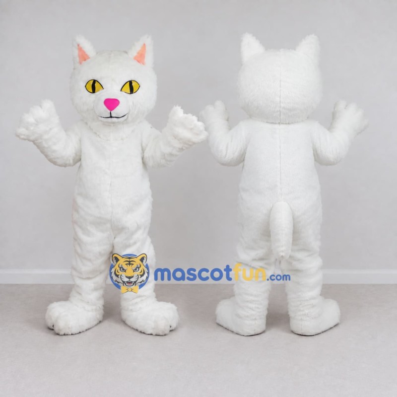 Custom White Cat Mascot Costume Adult Full Body Suit for Pet Events Custom White Cat Mascot Costume Adult Full Body Suit for Pet Events