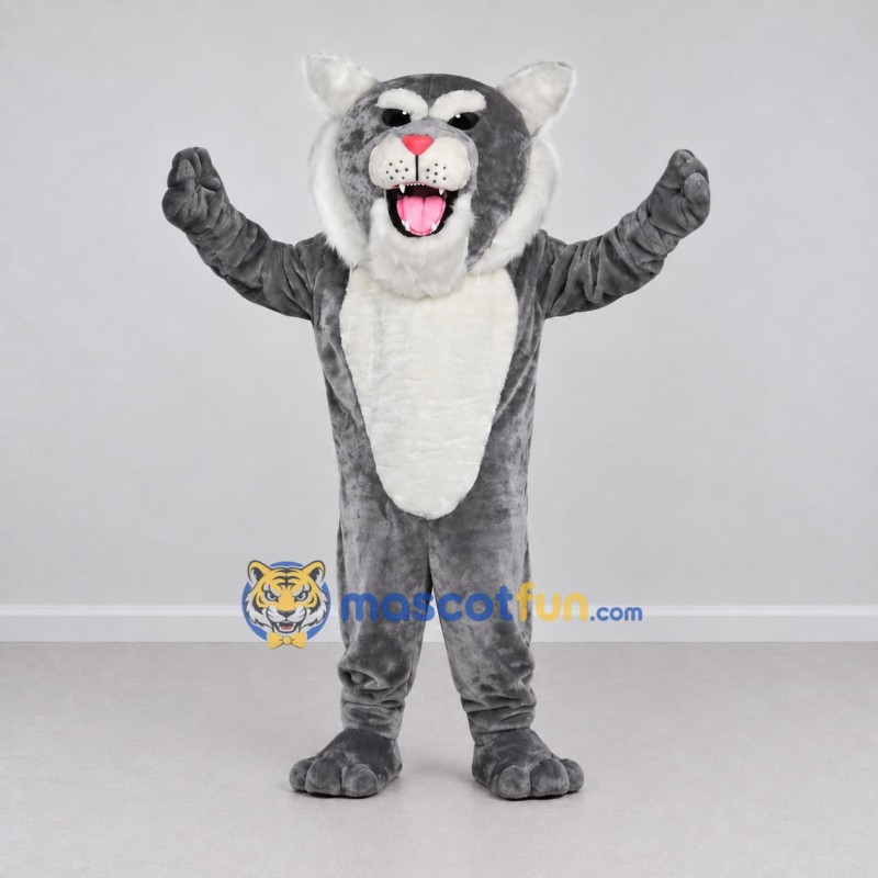 Custom Gray and White Cat Mascot Costume Adult Full Body Suit for Pet Events Custom Gray and White Cat Mascot Costume Adult Full Body Suit for Pet Events