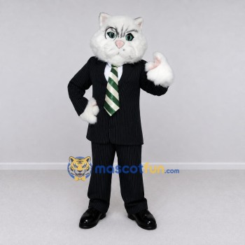 Custom White and Black Cat in Business Suit Mascot Costume Adult Full Body Suit for Corporate Events Custom White and Black Cat in Business Suit Mascot Costume Adult Full Body Suit for Corporate Events