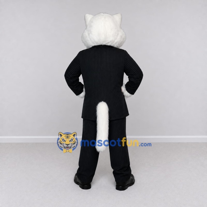 Custom White and Black Cat in Business Suit Mascot Costume Adult Full Body Suit for Corporate Events Custom White and Black Cat in Business Suit Mascot Costume Adult Full Body Suit for Corporate Events
