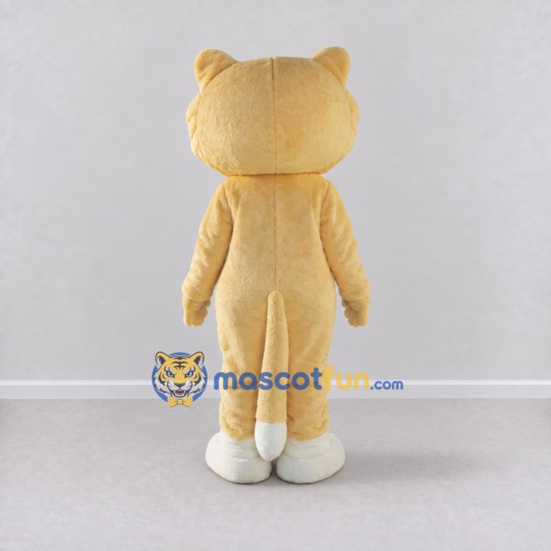 Custom Golden Yellow and White Cat Mascot Costume Adult Full Body Suit for Pet Events