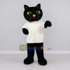 Custom Black and White Cat in T-Shirt Mascot Costume Adult Full Body Suit for School Events Custom Black and White Cat in T-Shirt Mascot Costume Adult Full Body Suit for School Events