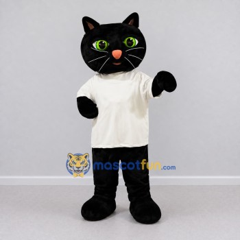 Custom Black and White Cat in T-Shirt Mascot Costume Adult Full Body Suit for School Events Custom Black and White Cat in T-Shirt Mascot Costume Adult Full Body Suit for School Events