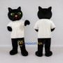 Custom Black and White Cat in T-Shirt Mascot Costume Adult Full Body Suit for School Events