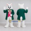 Custom White and Green Cat in Coat Mascot Costume Adult Full Body Suit for Themed Parties Custom White and Green Cat in Coat Mascot Costume Adult Full Body Suit for Themed Parties