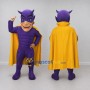Custom Purple and Yellow Masked Superhero Mascot Costume Adult Full Body Suit for Themed Parties
