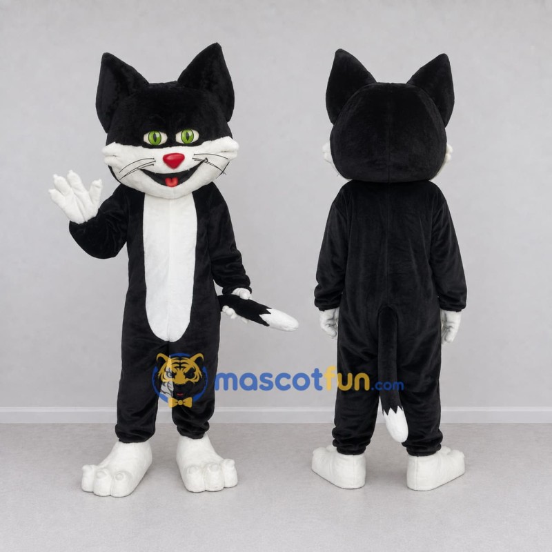 Custom Black and White Cat Mascot Costume Adult Full Body Suit for Pet Events Custom Black and White Cat Mascot Costume Adult Full Body Suit for Pet Events
