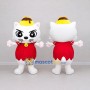 Custom White and Red Cat in Dress Mascot Costume Adult Full Body Suit for Children's Parties