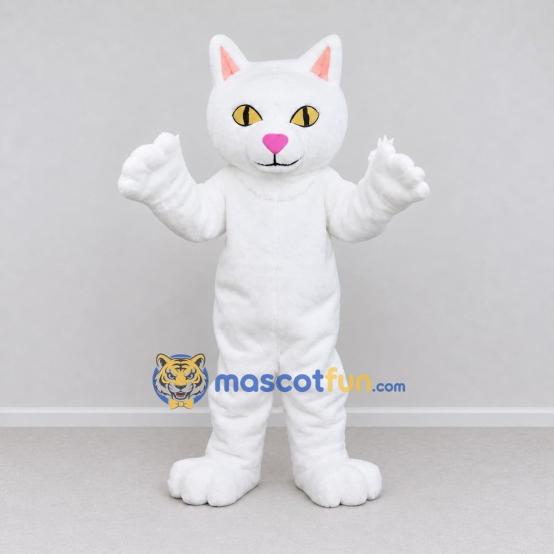 Custom White Cat Mascot Costume Adult Full Body Suit for Pet Events Custom White Cat Mascot Costume Adult Full Body Suit for Pet Events