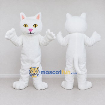 Custom White Cat Mascot Costume Adult Full Body Suit for Pet Events