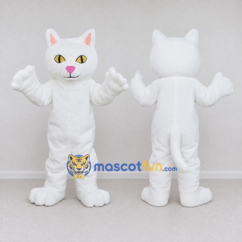 Custom White Cat Mascot Costume Adult Full Body Suit for Pet Events Custom White Cat Mascot Costume Adult Full Body Suit for Pet Events