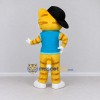 Custom Yellow and Turquoise Tabby Cat in T-Shirt Mascot Costume Adult Full Body Suit for School Events Custom Yellow and Turquoise Tabby Cat in T-Shirt Mascot Costume Adult Full Body Suit for School Events
