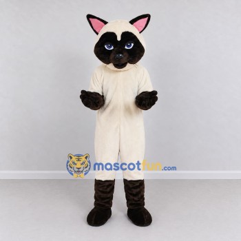 Custom Cream and Brown Siamese Cat Mascot Costume Adult Full Body Suit for Pet Events
