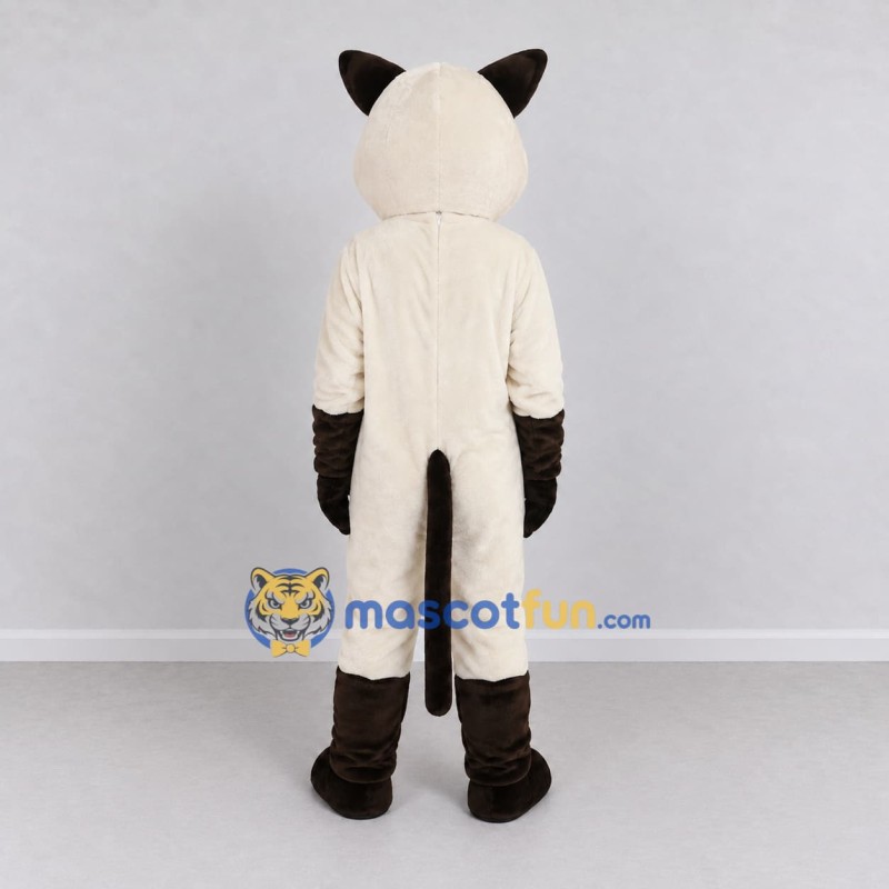 Custom Cream and Brown Siamese Cat Mascot Costume Adult Full Body Suit for Pet Events