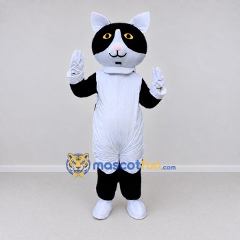 Custom Black and White Cat Mascot Costume Adult Full Body Suit for Pet Events