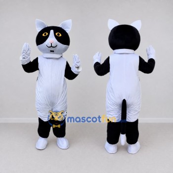 Custom Black and White Cat Mascot Costume Adult Full Body Suit for Pet Events